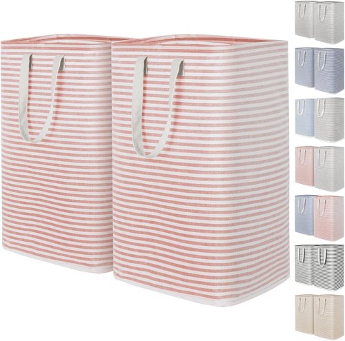 Lifewit Laundry Basket - 80L Collapsible Hamper with Reinforced Handles | Waterproof Design in Pink