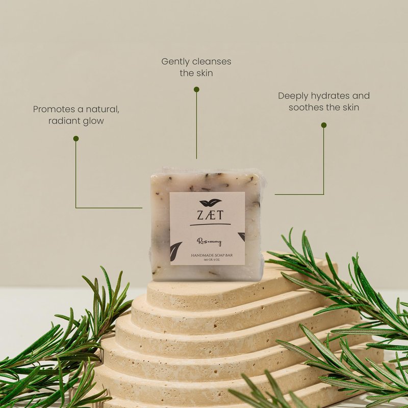 8-Pack Rosemary Bar Soap – Made with Rosemary Leaves, Olive Oil and Coconut Oil - Luxury Handmade Soap Bar for Face, Body and Hands - Gently Cleanses and Hydrates All Skin Types- For Men and Women