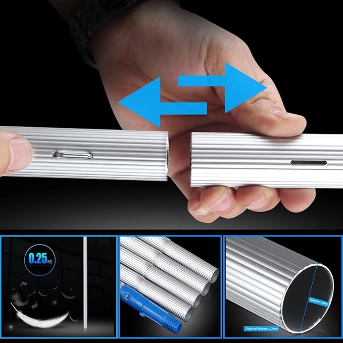Long Pole Window Cleaning Equipment extendable Conservatory roof Cleaner Suitable for photovoltaic Panel Cleaning with Water Hole Large Brush Head 7poles 55brush Head