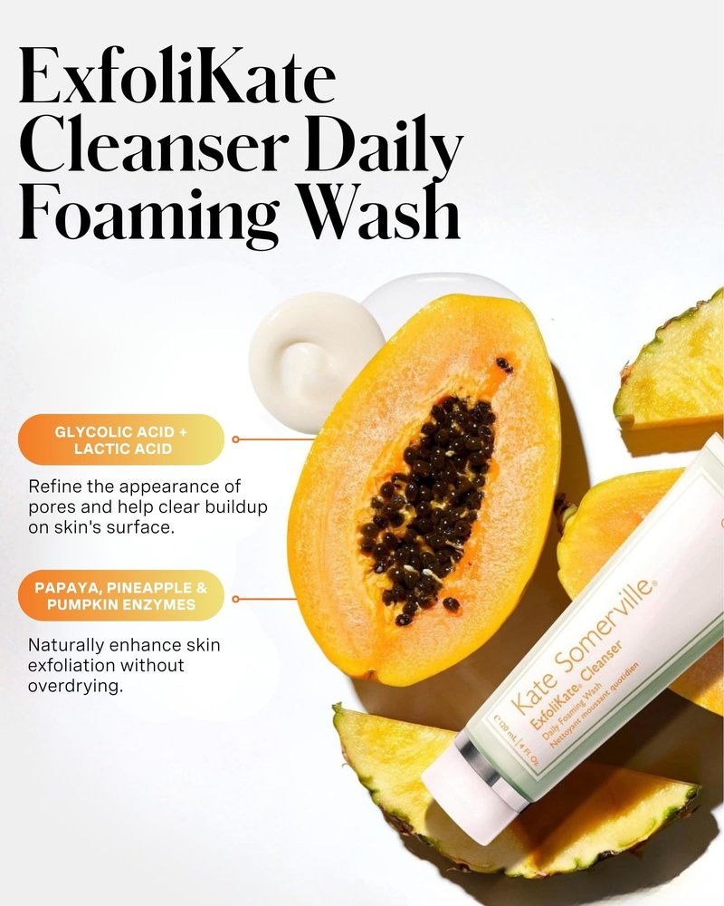 Kate Somerville ExfoliKate Cleanser – Daily Exfoliating Foaming Face Wash, Clinically Formulated Glycolic Acid and Lactic Acid Gentle Facial Scrub, 4 Fl Oz