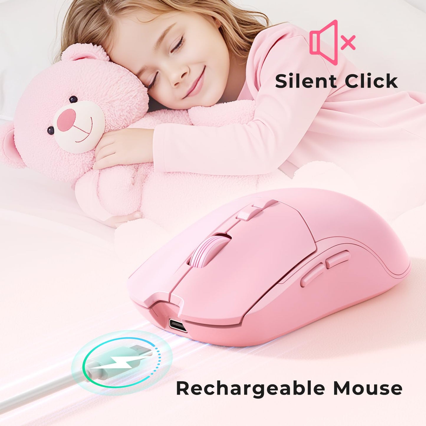 KOPJIPPOM Wireless Keyboard and Mouse Set with Quiet Keys, 2.4G Full Size Ergonomic Keyboard with Wrist Rest, Protective Covers, Soft Touch Silent Design for Windows, Computer, PC and Laptop