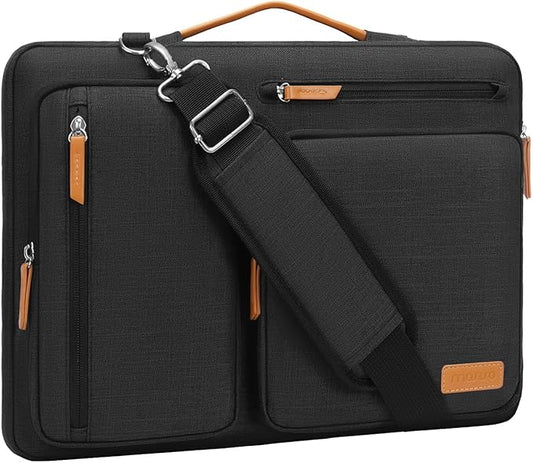 MOSISO 360 Protective Laptop Shoulder Bag,17-17.3 inch Computer Bag Compatible with MacBook, HP, Dell, Lenovo, Asus Notebook,Side Open Messenger Bag with 4 Zipper Pockets&Handle, Black