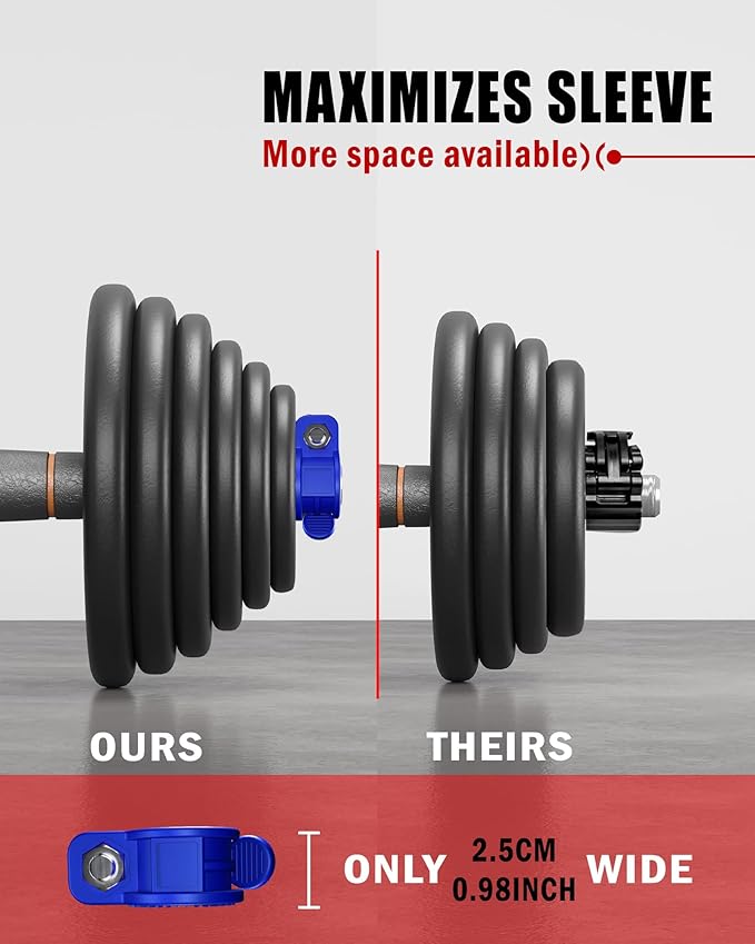 ZY-HUAN Mini Pro Barbell Clips 1 inch I Multi-Size Adjustable Barbell Collar I 1 inch Barbell ClampsIQuick Release Weight Clips Pair of Locking for Dumbbell Bar (BIUE)