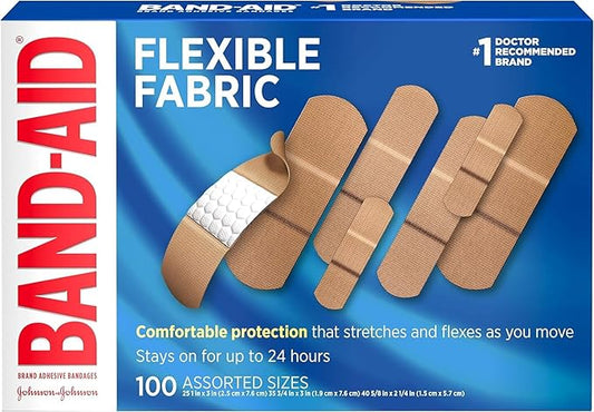 Band-Aid Brand Flexible Fabric Adhesive Bandages for Wound Care & First Aid, Assorted Sizes, 100 ct, Pack of 10 (1000 Count) (1000 Count)