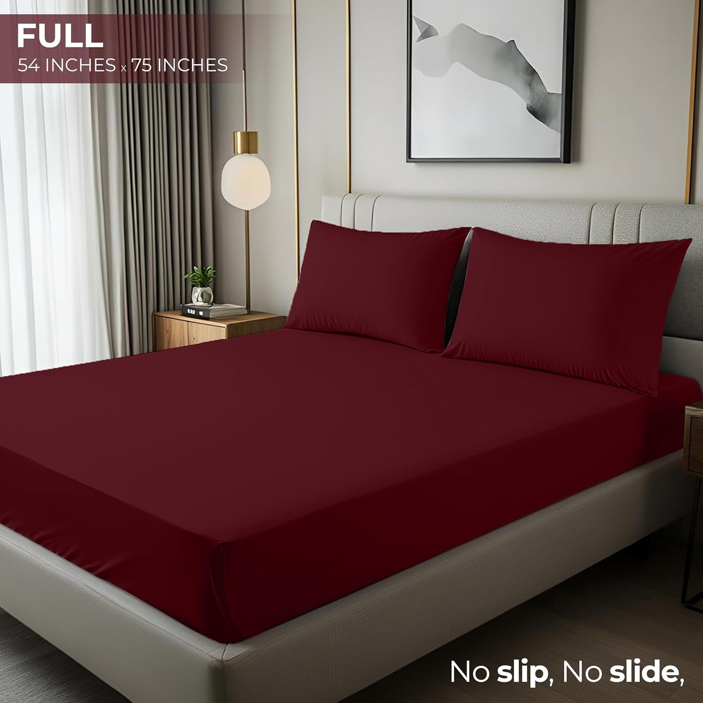 Utopia Bedding Fitted Sheet - Deep Pocket Soft Microfiber - Shrinkage & Fade Resistant | Red Burgundy