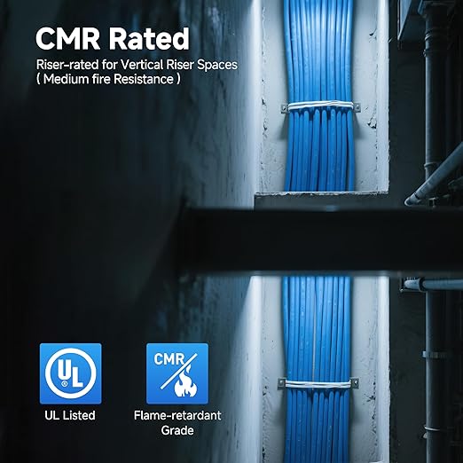 Cable Matters [UL Listed] 10Gbps in-Wall Riser Rated (CMR) 23AWG Bare Copper Cat6 Ethernet Cable - 300ft, Solid, UTP Cat 6 Ethernet Cable Spool, Cat 6 Cord Bulk, Black