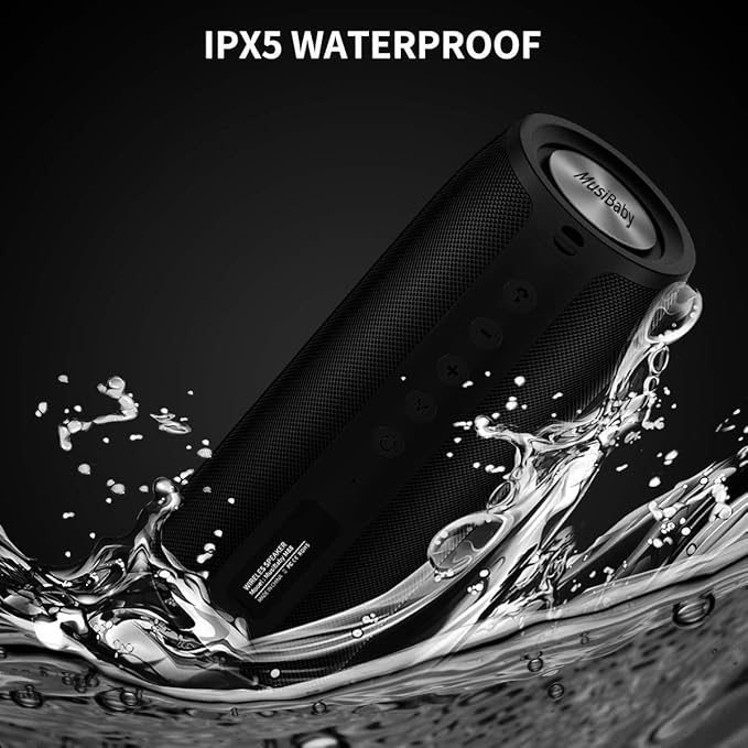 Musibaby Bluetooth Speaker, M88 Speakers,Dual Pairing, Bluetooth 5.3,Loud Stereo Sound,Booming Bass,30H Playtime for Home& Outdoor Party,Beach,Portable Speaker,Gifts(Black)