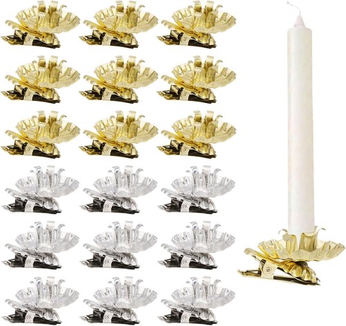 CHGCRAFT Christmas Tree Candle Holders - 40 Pcs Flower Pattern Clips | Reusable Decor, 0.59" Inner Diameter