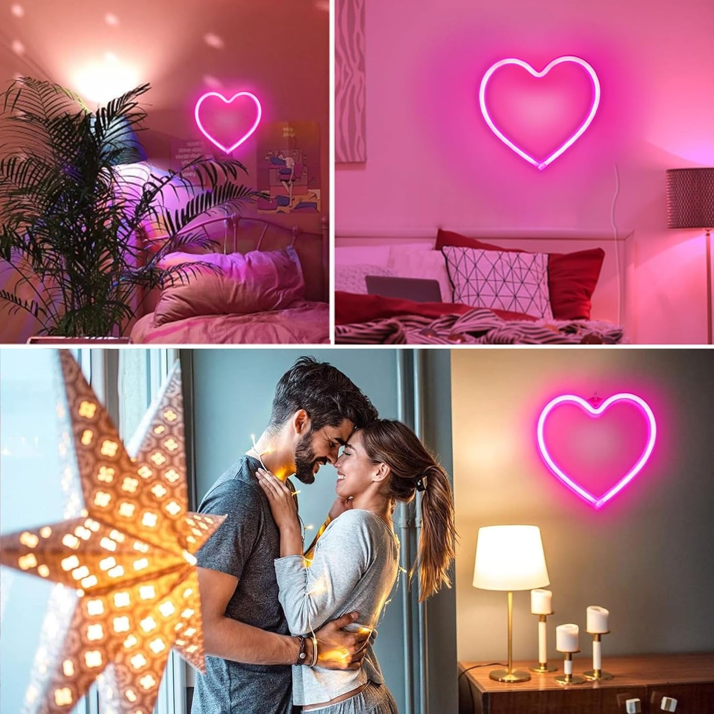 Skiennix Pink Heart Neon Sign - USB & Battery Operated LED Lights for Valentine's Day Decor | Perfect Gift for Wife & Girls’ Room