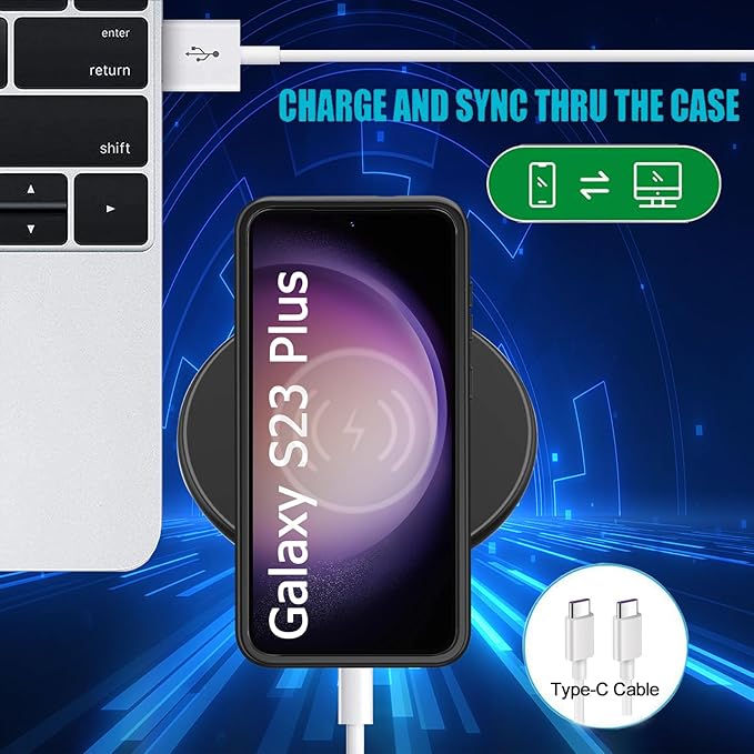 KCKEBLM Battery Case for Galaxy S23 Plus, [12000mAh] Slim Portable Protective Fast Charging Case Backup Power Bank Battery Case Compatible with Galaxy S23 Plus-6.6 inch-Black