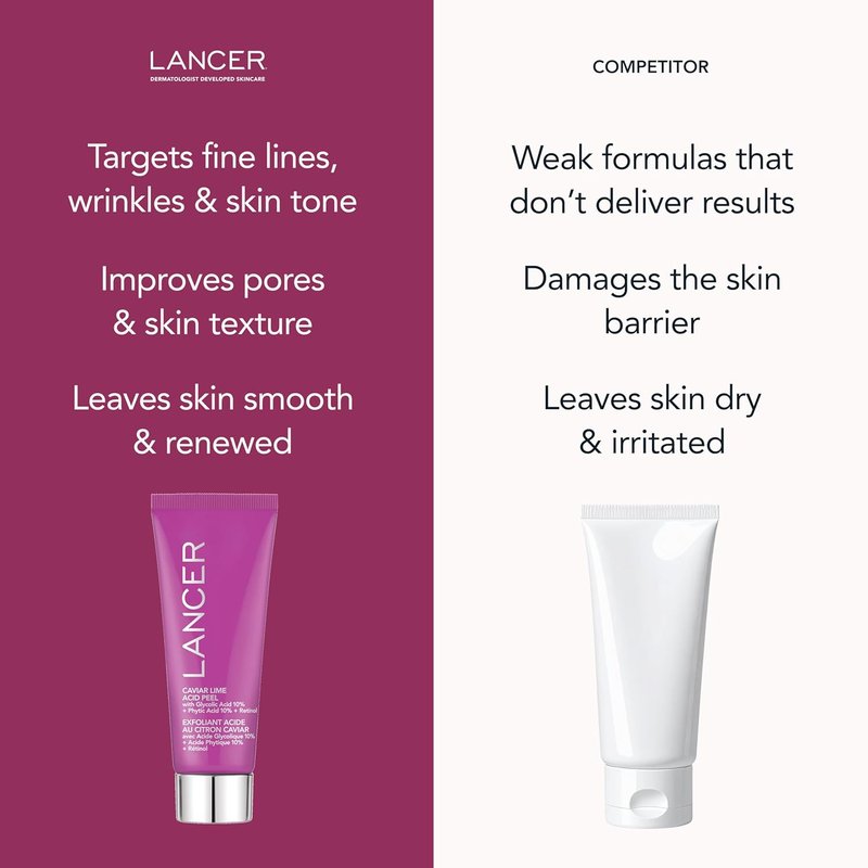 Lancer Skincare Caviar Lime Acid & Retinol Peel - Glycolic Acid Exfoliant for Dark Spots | 0.5 fl oz