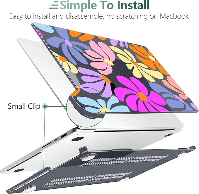 DONGKE Compatible with MacBook Pro 16 Inch Case (2026-2021 Release, M5 M4 M3 M2 M1 Pro/Max Chip), Plastic Hard Shell Cover with Keyboard Cover & Screen Protector for MacBook Pro 16", Power Flowers