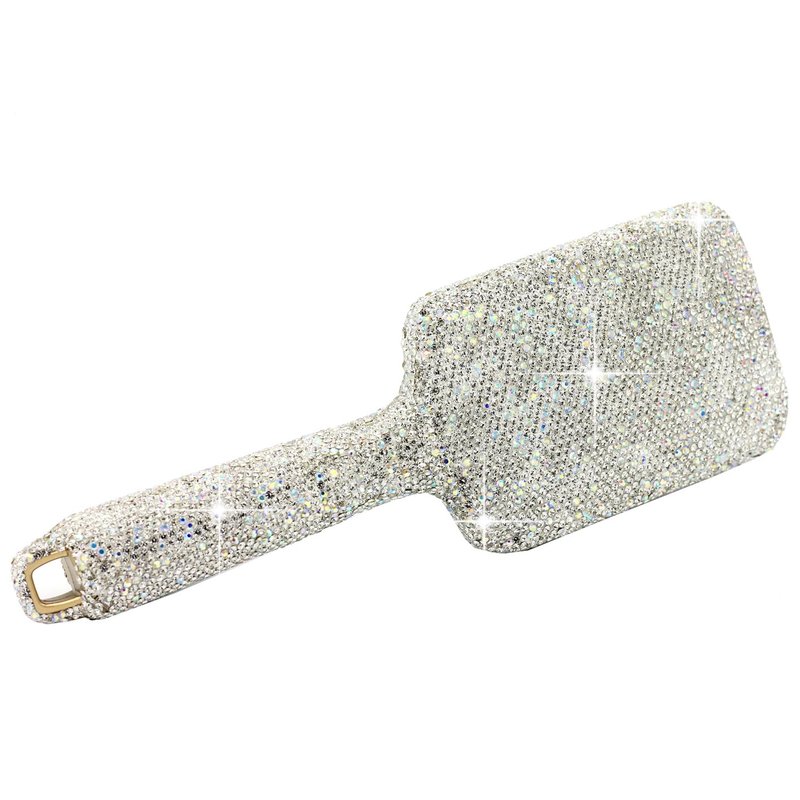 Bestbling Hair Brush - Detangle Hair and Comb, Massage Cushion, Anti-static, Smooth and Sleek Hair, Luxury Rhinestone Design Suitable for Women (Square01 Silver)