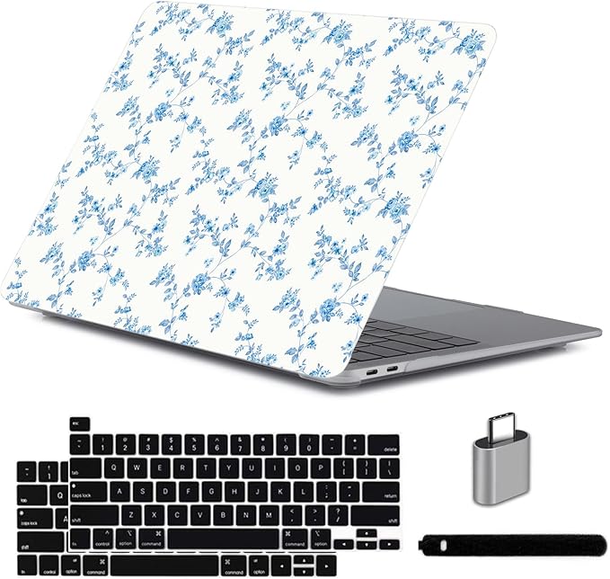 LanBaiLan Compatible for MacBook Pro 13 inch with Touch Bar M2 2026 2025 2024 2023 2022-2016 A2338 M1 A2251 A2289 A2159 A1989 A1708 A1706, Laptop Hardshell Case and Keyboard Cover, Engraved Floral