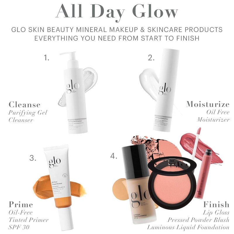 Glo Skin Beauty Luminous Liquid Mineral Foundation - SPF 18, Smooths Uneven Skin Tone, Sheer to Medium Coverage | Tahini