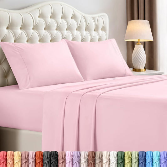 Utopia Bedding Full Bed Sheets Set - 4 Piece Bedding - Brushed Microfiber - Shrinkage and Fade Resistant - Easy Care (Full, Pink)
