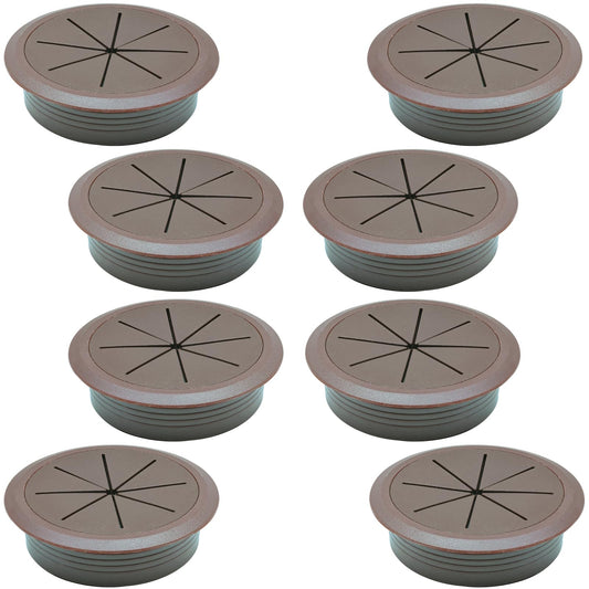 Desk Grommet 2" (50 mm), Desk Hole Cover for Cables Coffee, Cable Grommet ABS Plastic, Desk Hole Grommet for Office and Home Table Cable, Detachable & Flexible Cable Cord Organizer-8 Pcs