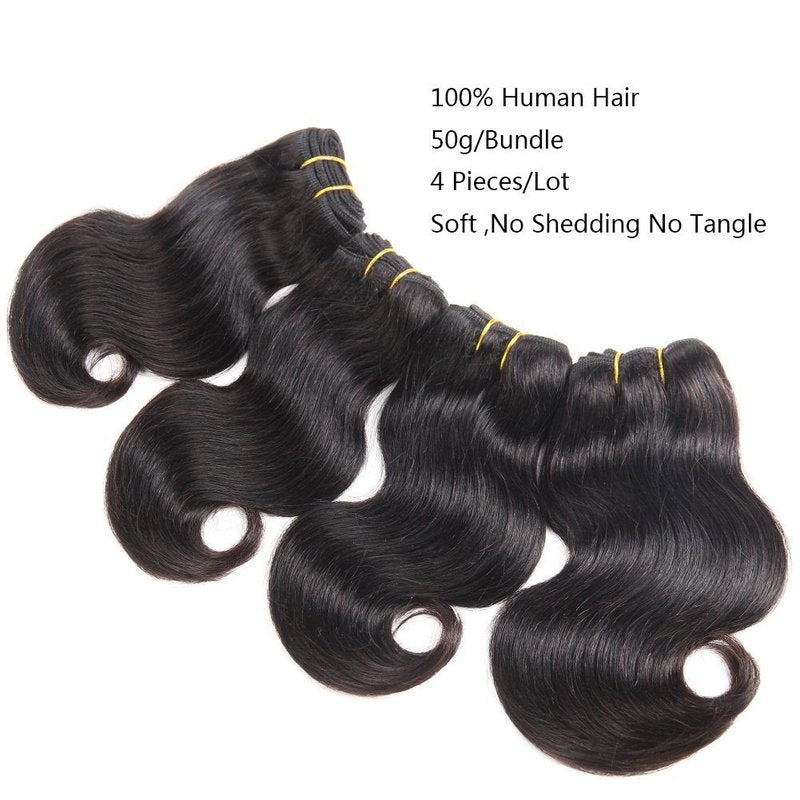 Luxnovolex Brazilian Hair Body Wave 4 Bundle Brazilian Virgin Hair Wavy 8A Grade 100% Unprocessed Human Hair Weave Bundles Short Sew In Hair Extentions