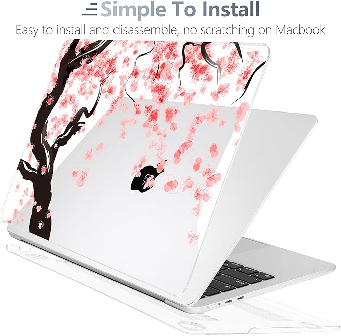 Batianda Premium Case for New MacBook Air 15 inch with M5 M4 M3 M2 Chip 2026 2025 2024 2023 Release, Designed Ultra-Slim Hardshell & Keyboard Cover & Screen Protector 4-in-1 Bundle, Cherry Blossoms