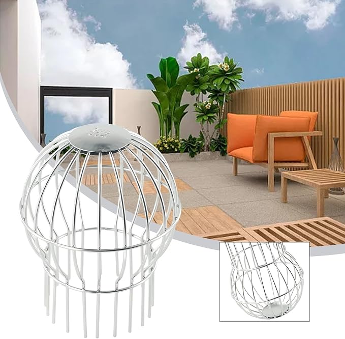 304 Stainless Steel Drain Filter Strainer, Anti-Blocking Round Downspout Mesh Cover for Roof Gutter Cleaning Tool(50MM)