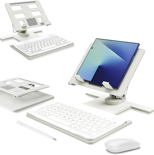 Desk Stand and Bluetooth Keyboard Combo for Samsung Galaxy Z Fold 7/6/5/4/Z Trifold, 4 in 1 Set Include Mouse Pen, Adjustable Foldable Tablet Stand Holder Fits for Motorola Razr Fold 2026