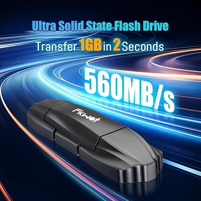 Fikwot External SSD USB Flash Drive 512GB, Up to 550MB/s 2-in-1 Type C+ USB A USB3.2 Gen2 Solid State Thumb Drive SSD Stick for iPhone 15/16/Android/Windows/Mac/PC/Laptops