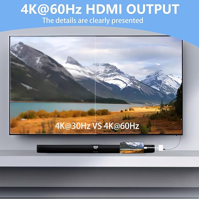 Kinhaly USB C to HDTV for TV, 4K@60Hz Type C to Adapter with Charging Port, iPhone to HD to USB C Adapter Compatible for iPhone 16/15 Series/iPad Pro/Galaxy/MacBook Pro to HDTV Projector