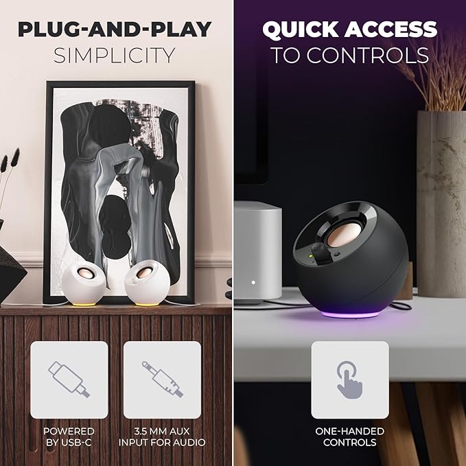 Creative Labs Pebble SE Minimalist 2.0 Channel Computer Speakers - White