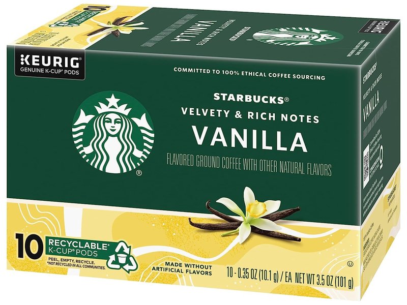 Starbucks Flavored Coffee K-Cup Pods, Vanilla Flavored Coffee, Made without Artificial Flavors, Keurig Genuine K-Cup Pods, 10 CT K-Cups/Box (Pack of 4 Boxes)