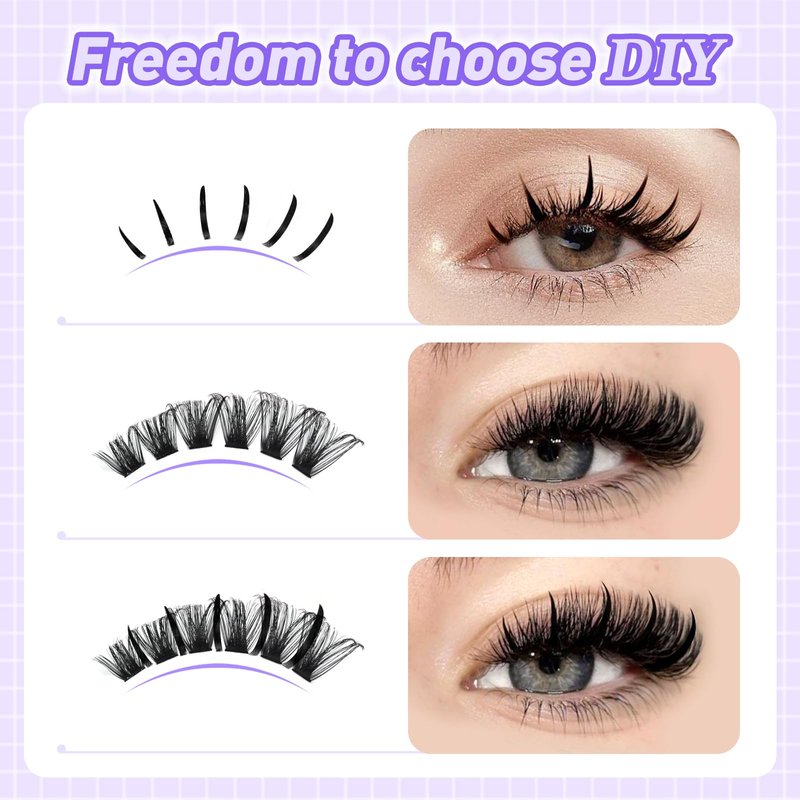 ARISON LASHES Cluster Lashes with Spikes, Spiky Manga Lash Clusters & 100D Volume Individual False Eyelashes for Dramatic DIY Eye Makeup, Cosplay Party Photo Looks, 10-20mm Mix