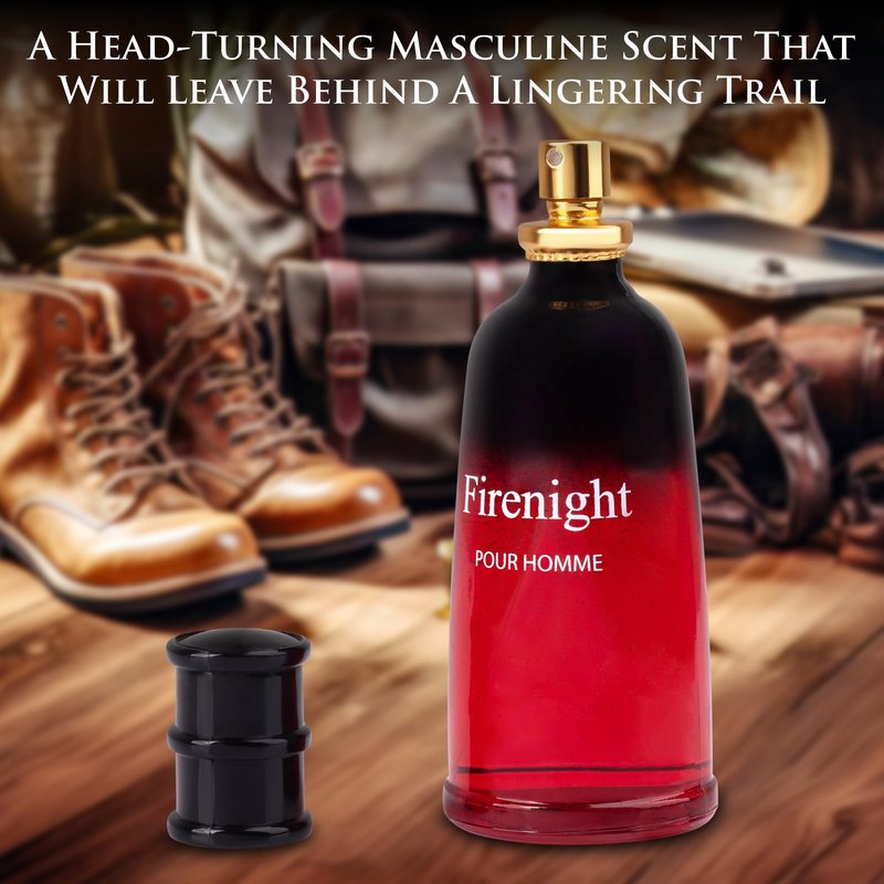 Firenight for Men Eau De Parfum 3.4 fl Oz- Top notes of Nutmeg Flower, Lavender, Cedar, Chamomile, Mandarin Orange, Hawthorn, Bergamot & Lemon - Citrus Cologne for Day & Night Use Elegant 100ml Bottle