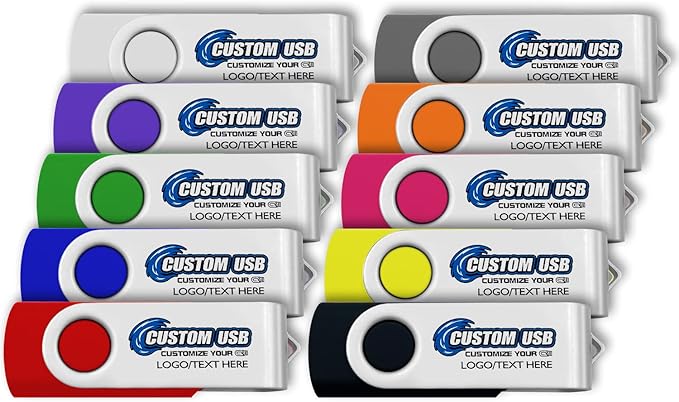 ABLAZE Customized 256MB Flash Drive 100 Pack, Personalized USB 2.0 Memory Stick Custom Thumb Drives Pendrive U Disk for Data Storage (Mixcolors)