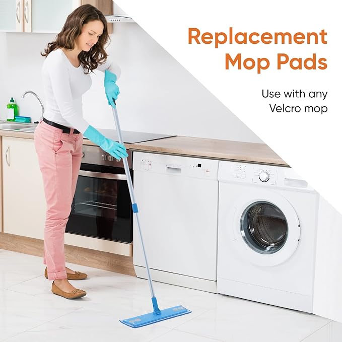 Superio Miracle Mop Set 2 Pack, Microfiber Flat Mop Wet and Dust Mop for Vinyl Plank, Hardwood, Laminate, Tile Flooring, Wall, with Aluminum Telescopic Handle, and Microfiber Mop Pad, Blue