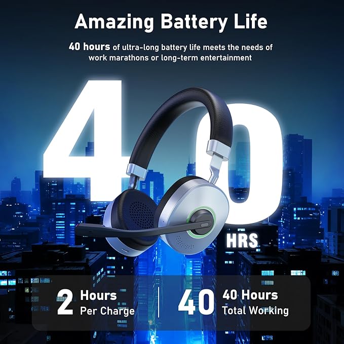 Wireless Headset with Mic for Work