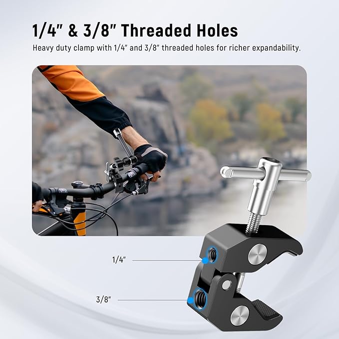 NEEWER 9.8"/25cm Adjustable Magic Arm with Super Clamp, 1/4" & 3/8" Threads, 1/4" Screws for Flash/LED Light/Microphone/Monitor, Compatible with SmallRig Camera Cage, Max Load: 3.3lb/1.5kg, ST25C