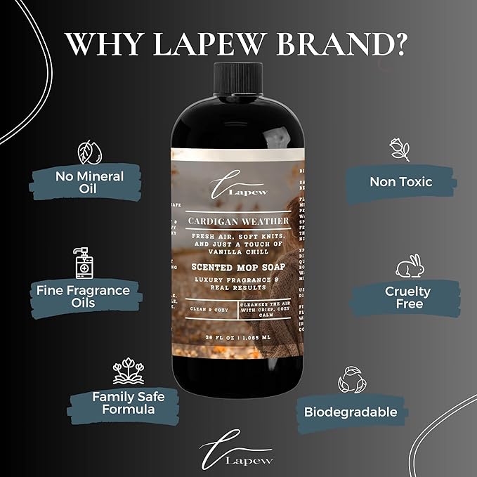 Lapew Cardigan Weather Scented Cleaning Bundle | Carpet Deodorizer Powder (16 oz) & Mop Soap Concentrate (36 oz) | Pet-Friendly Odor Eliminator