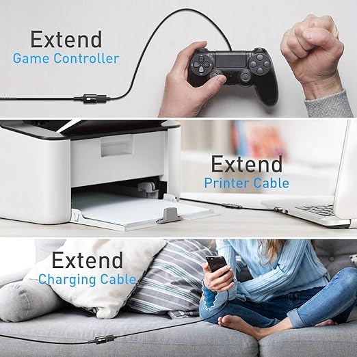 ITD ITANDA 6FT USB Extension Cable USB 3.0 Extension Cord Type A Male to Female 5Gbps Data Transfer for Keyboard, Mouse, PlayStation, Xbox, Flash Drive, Printer, Camera and More, Black