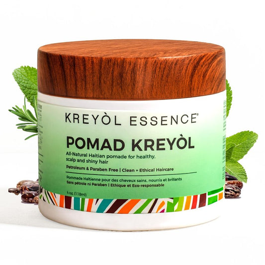 Kreyol Essence Haitian Black Castor Oil Rosemary Pomade for Men & Women - Natural Hair Pomade for Men for Curly Hair, Light Hold + Natural Shine, Detox & Strengthen, Paraben Free, 4 Oz