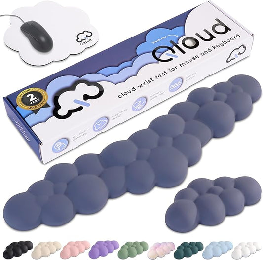 Cloud Keyboard Wrist Rest – Create-ables Qloud Cloud Wrist Rest for Computer Keyboard and Mouse, Ergonomic Memory Foam Wrist Pad with Non-Slip Base, Includes Cloud Mouse Pad – Slate Blue