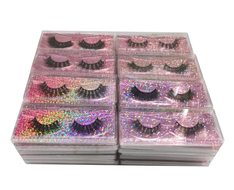 Ellazzle 50 Pairs Faux Mink Eyelashes Wholesale Lashes Pack, Lashes Natural Look 16mm-20mm False Eyelashes Pink