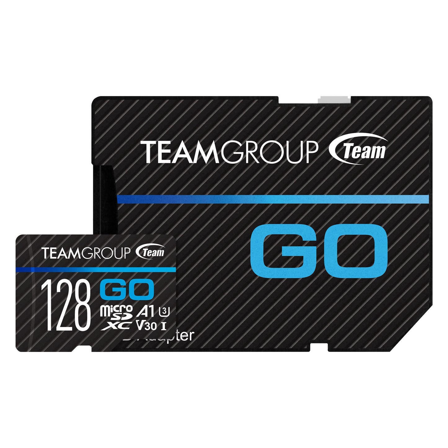 TEAMGROUP GO Card 128GB Micro SDXC UHS-I U3 V30 4K for GoPro & Action Cameras Flash Memory Card with Adapter for Outdoor 4K Shooting TGUSDX128GU303