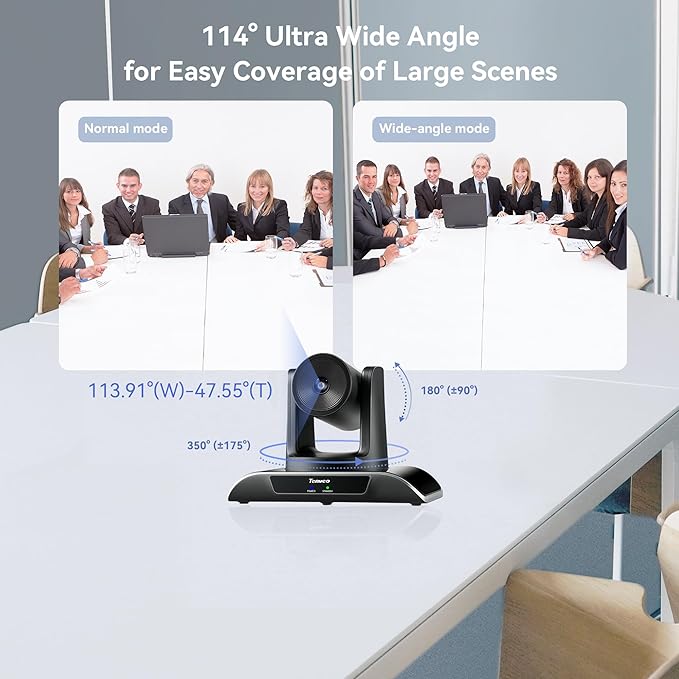 Tenveo 3X Optical Zoom PTZ Conference Room Camera, USB3.0/HDMI FHD 1080P 60FPS, for Video Conferencing Business Meeting Live Streaming Church Services Worship Events Education Zoom Teams OBS