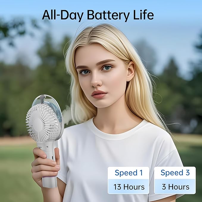 Handheld Misting Fan with Mister, Mothers Day Gifts for Mom, Birthday Gifts for Girls Women Men, Mini Portable Cooling Fan for Beach Vacation Travel Camping Cruise Essentials 2026 New