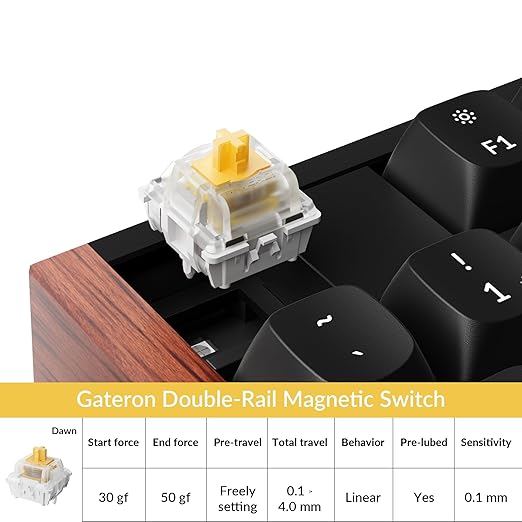 Keychron Magnetic Switches Dawn Linear - 110 PCS, 30gf, Pre-Lubed, 0.1mm Adjustable Actuation, Gateron Double-Rail Hall Effect, Compatible K/Q HE & Lemokey HE (NOT for 8K HE Models)