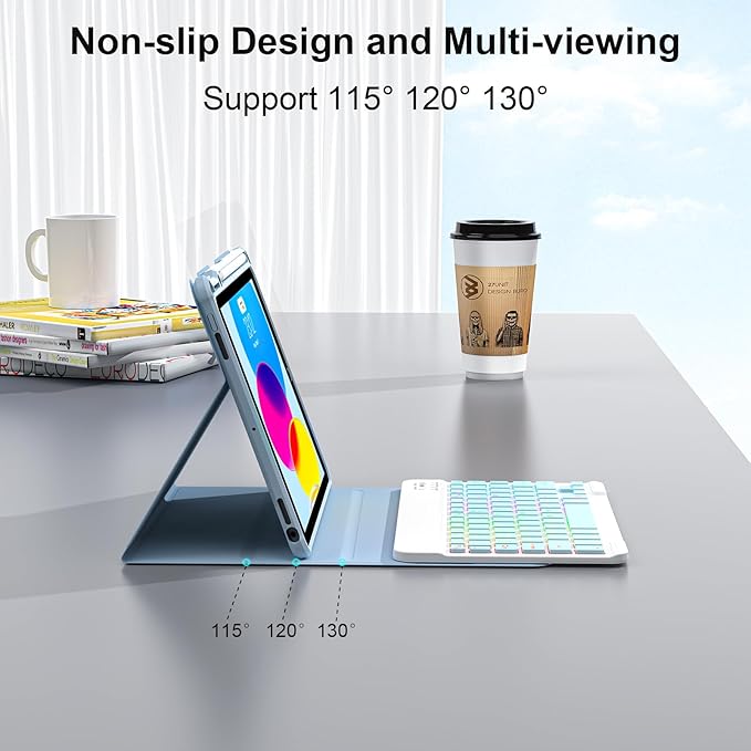 everylikit Keyboard Case for iPad Air 11-inch (M3 2025 / M2 2024) & iPad Pro 11 inch(1st/2nd/3rd/4th Generation)，Magic Magnetic Backlit (Sky Blue)
