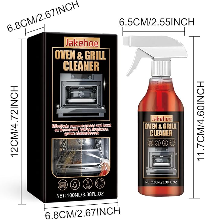 Oven and Grill Cleaning Spray – Dissolves Grease in 5 Minutes, No Scrubbing Required, Removes Odors, Eliminates Thick Grease & Build Up, Grease Remover, 3.38 Floz (3pcs)