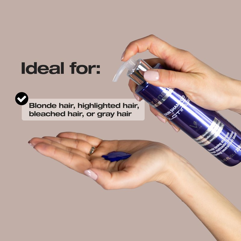 Abril Et Nature Bain Shampoo Platinum - 1000 ml - Purple Toning Shampoo - to Tone Down Grey or Bleached Hair - Eliminates Brassy Yellow Tones-Keratin Hair Treatment