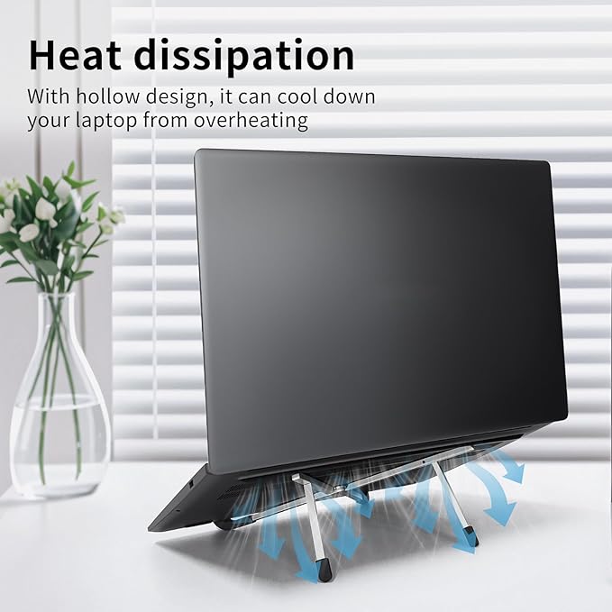 VECOFO Protable Laptop Stand for Desk,Foldable Laptop Riser Holder,Ventilated Cooling Notebook Mount Computer Stand for 10-15.6” Laptops,Tablets，Aluminum