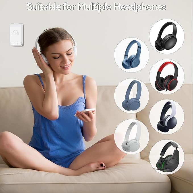 Headphone Stand Wall Mount, Gaming Headset Wall Shelf & Desk Holder, Hook Hanger, for Office / PS5/ XBOX/ PS4 Headset, Must Have Video Game Accessories, Essentials & Gift for Boys & Girls- 2 Pack