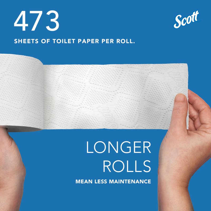 Scott Professional 100% Recycled Fiber Standard Roll Bulk Toilet Paper (13217), 2-Ply, Elevated Design, White, Individually Wrapped (80 Rolls of 473 Sheets, 37,840 Sheet Total)